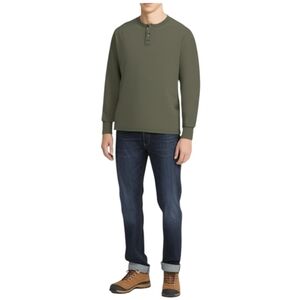 Timberland Weathergear Olive Henley Fleece Size XL GUC